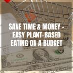 A mini shopping cart and grocery receipt resting on dollar bills - practical tips for easy plant-based eating on a budget
