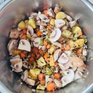 Add Diced Carrots & Potatoes, Sliced Mushrooms, and Wild Rice
