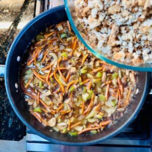 Add Vegan Stuffing Mix and Vegetable Broth to Veggies