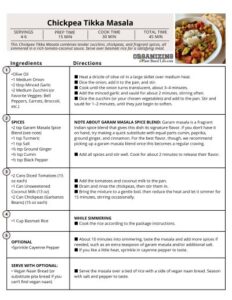 Chickpea Tikka Masala Signature Recipe