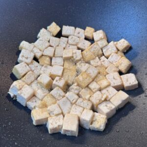 Drain & Press Tofu, Cut Into Cubes, And Cook for 8-10 Minutes