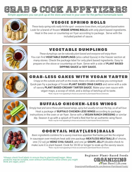 Grab and Cook Appetizers plant-based guide