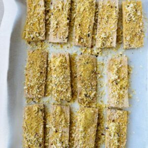 Press the Panko-Spice Mixture Onto Both Sides, Spritz With Cooking Spray, and Bake