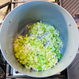 Sauté Diced Onion, Celery, and Minced Garlic