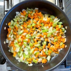 Sauté Diced Onions, Celery, & Carrots