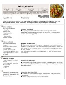 Stir Fry Fusion Signature One Page Recipe