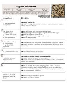 Vegan Cookie Bars Signature Recipe