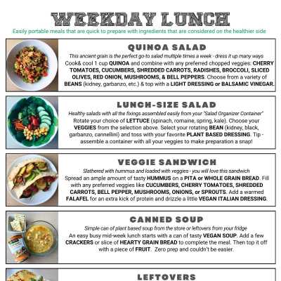 Weekday Lunch Printable Meal Guide Icon