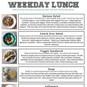 Weekday Lunch Printable Meal Guide