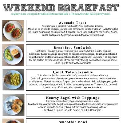 Weekend Breakfast Beginner Plant Based Foods Printable Guide