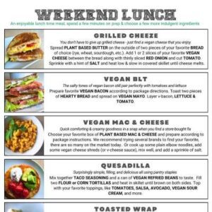 Beginner Plant Based Foods Weekend Lunch Printable Meal Guide Icon